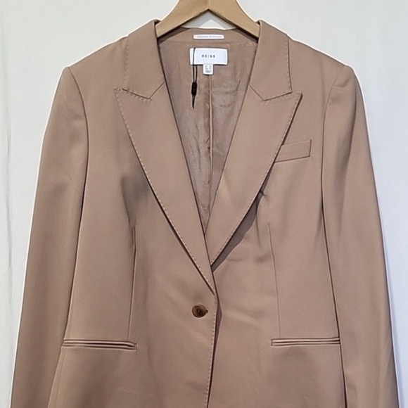 Unworn Reiss Marlie Single Breasted Wool Blend Blazer in Camel - Picture 4 of 12
